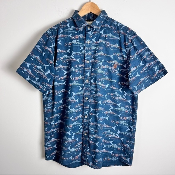 Solaris Outdoor Men's Cotton Fish Novelty Print Casual Shirt Outdoors Adventure - Picture 1 of 13